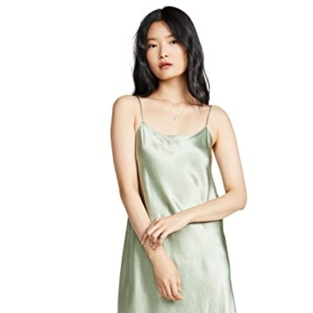 SOLD Vince Satin Slip Midi Dress Sage